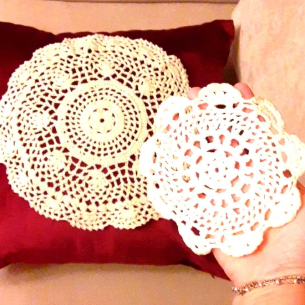 RESERVED: Pair of Handmade Vintage Doilies